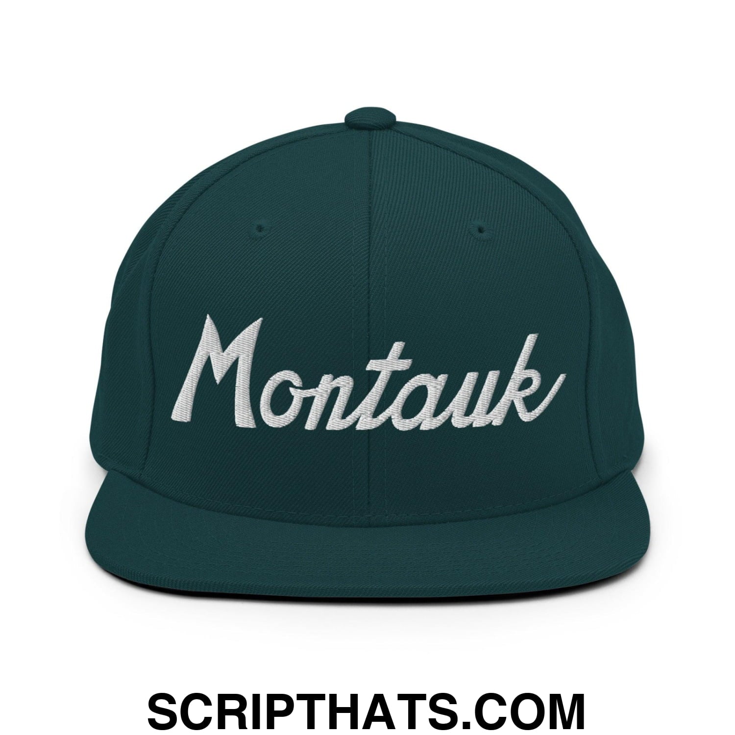 Montauk III Vintage Sports Script Snapback Hat Spruce