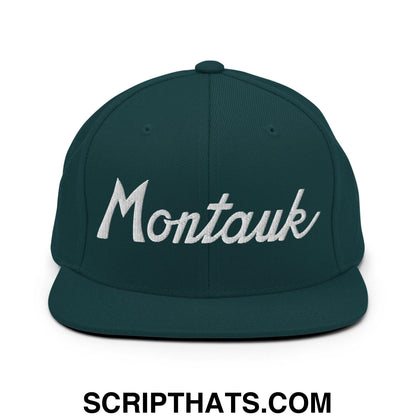Montauk III Vintage Sports Script Snapback Hat Spruce