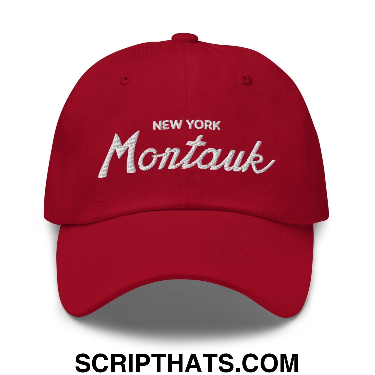 Montauk IV Vintage Sports Script Dad Hat Cranberry