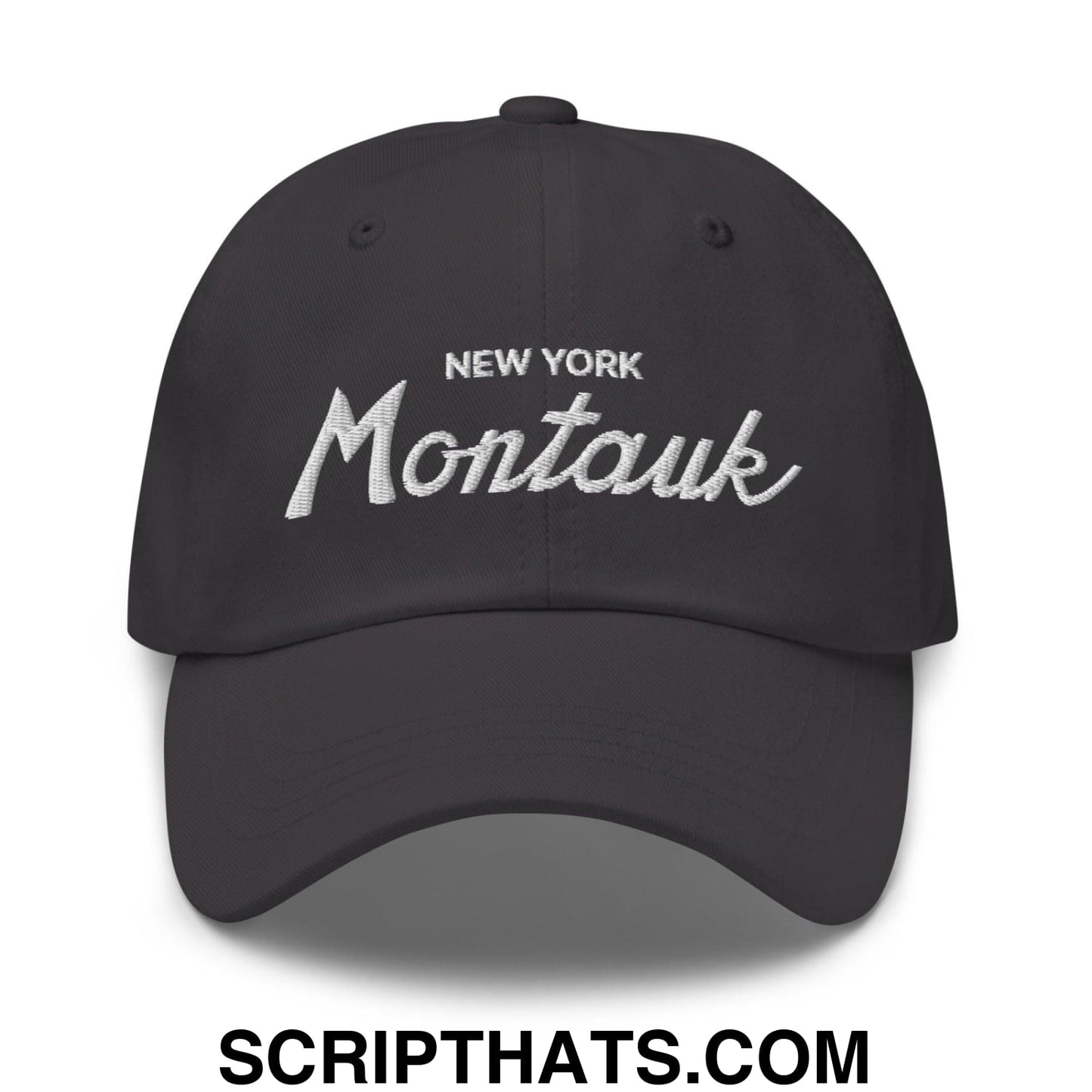 Montauk IV Vintage Sports Script Dad Hat Dark Grey