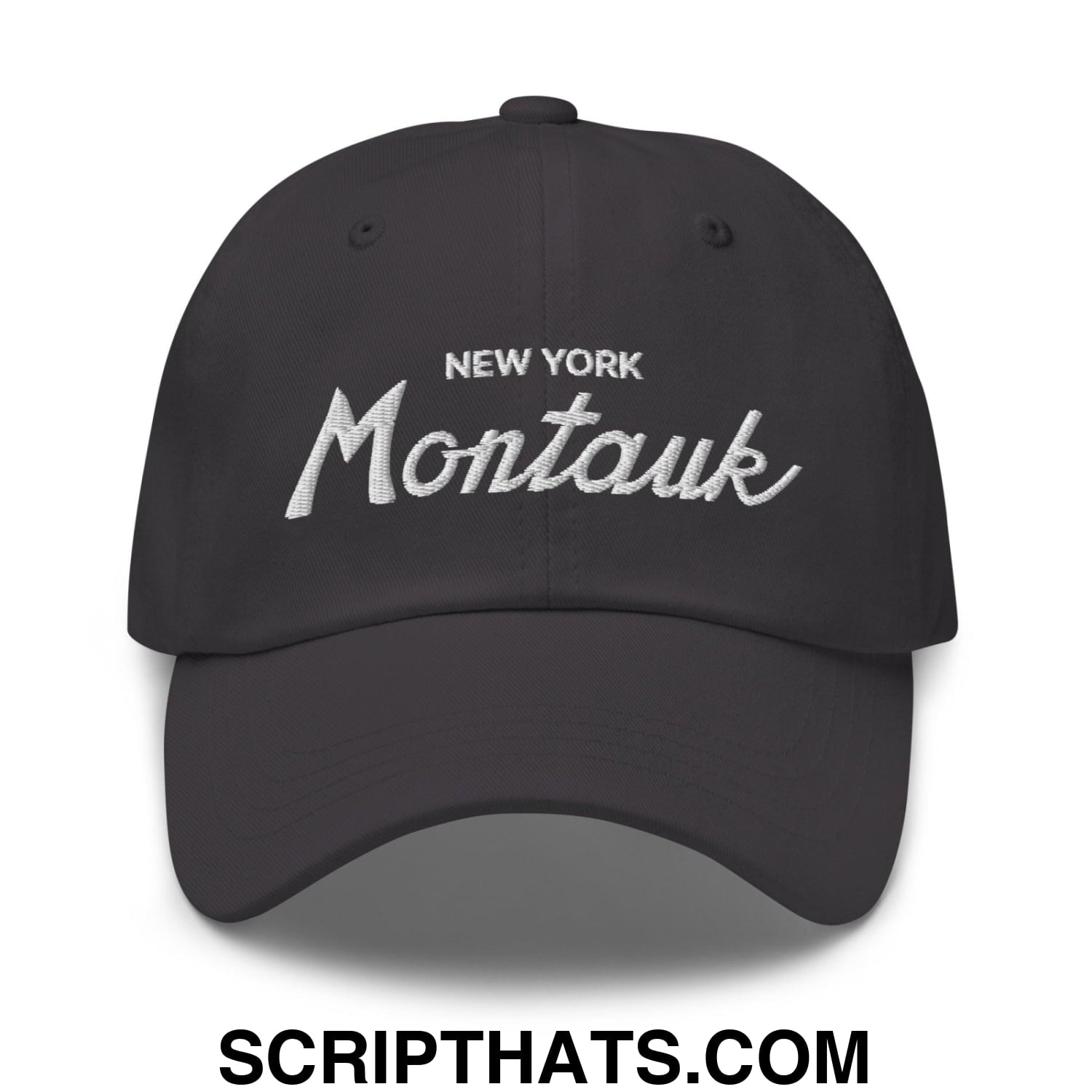 Montauk IV Vintage Sports Script Dad Hat Dark Grey