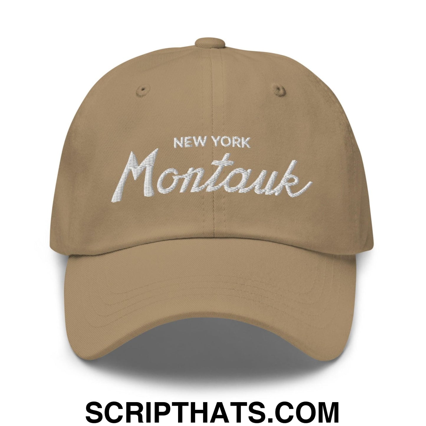 Montauk IV Vintage Sports Script Dad Hat Khaki
