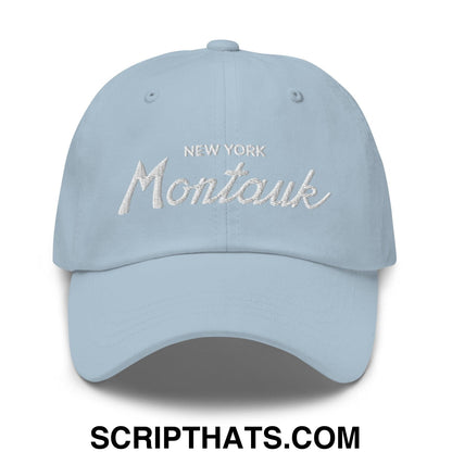 Montauk IV Vintage Sports Script Dad Hat Light Blue