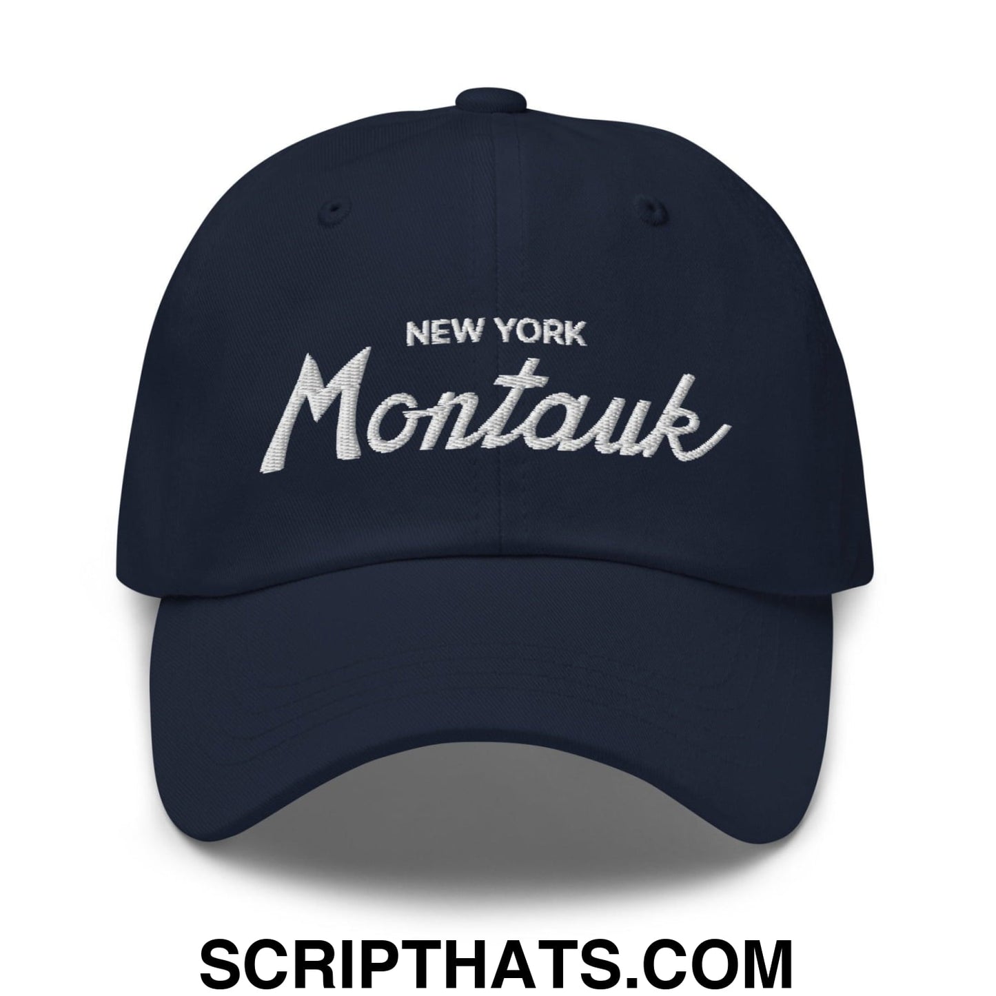 Montauk IV Vintage Sports Script Dad Hat Navy