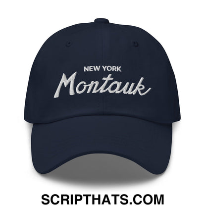 Montauk IV Vintage Sports Script Dad Hat Navy