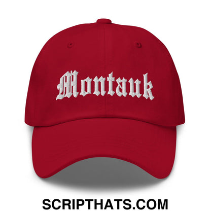 Montauk OG Old English Dad Hat Cranberry