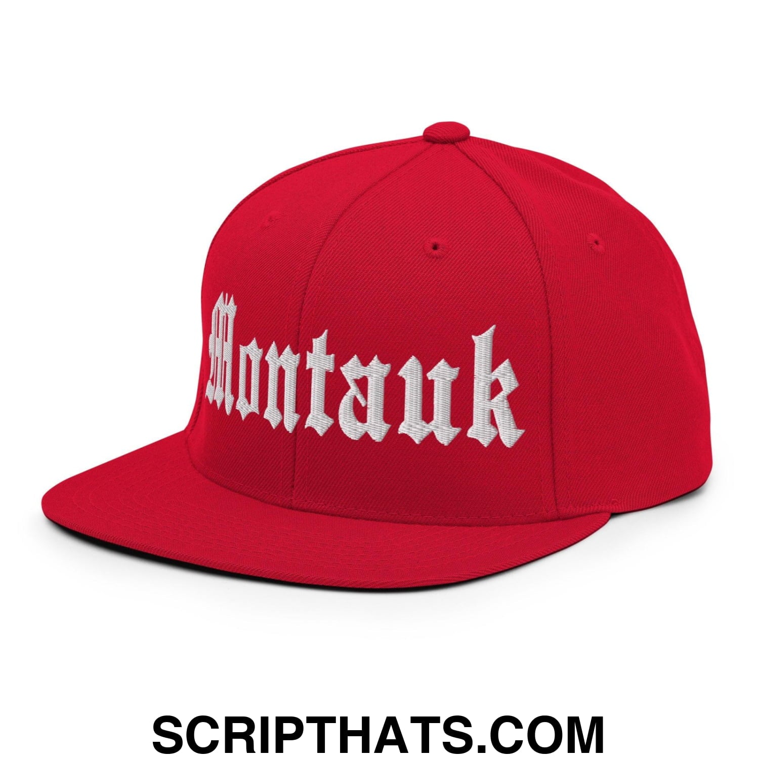 Montauk OG Old English Snapback Hat Red