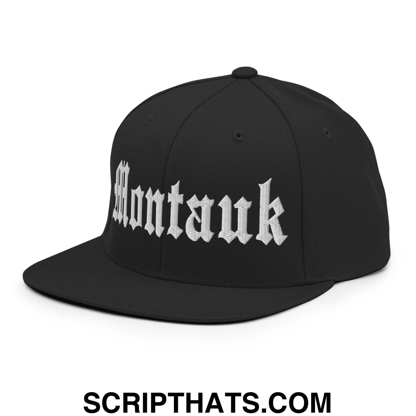 Montauk OG Old English Snapback Hat Black