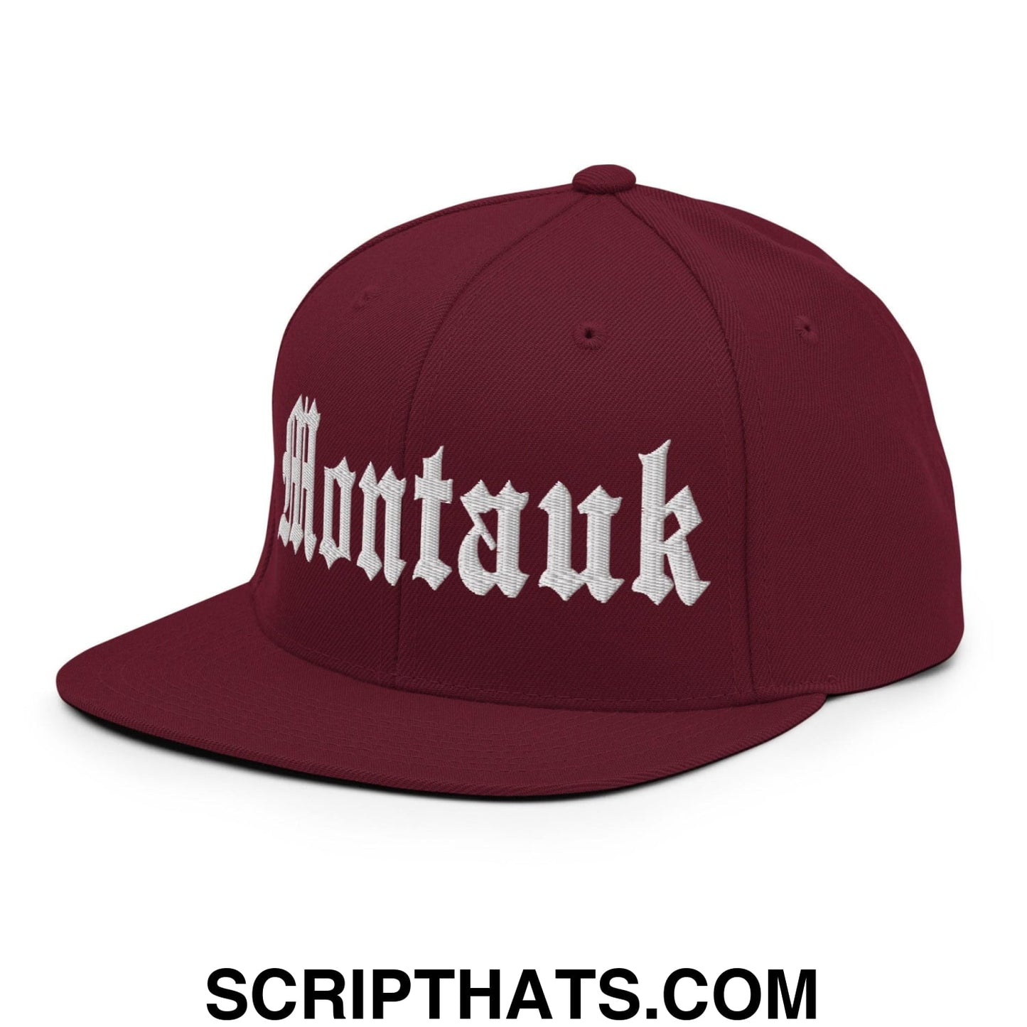 Montauk OG Old English Snapback Hat Maroon