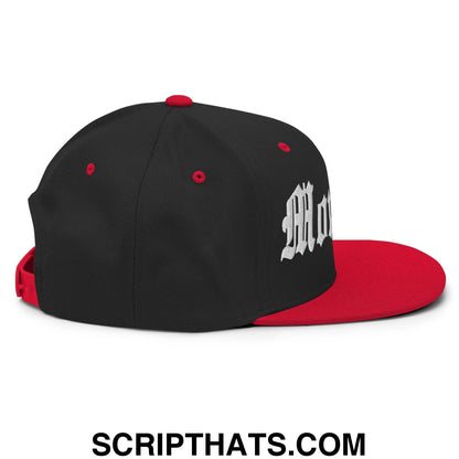 Montauk OG Old English Snapback Hat Black Red