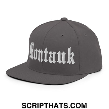 Montauk OG Old English Snapback Hat Dark Grey