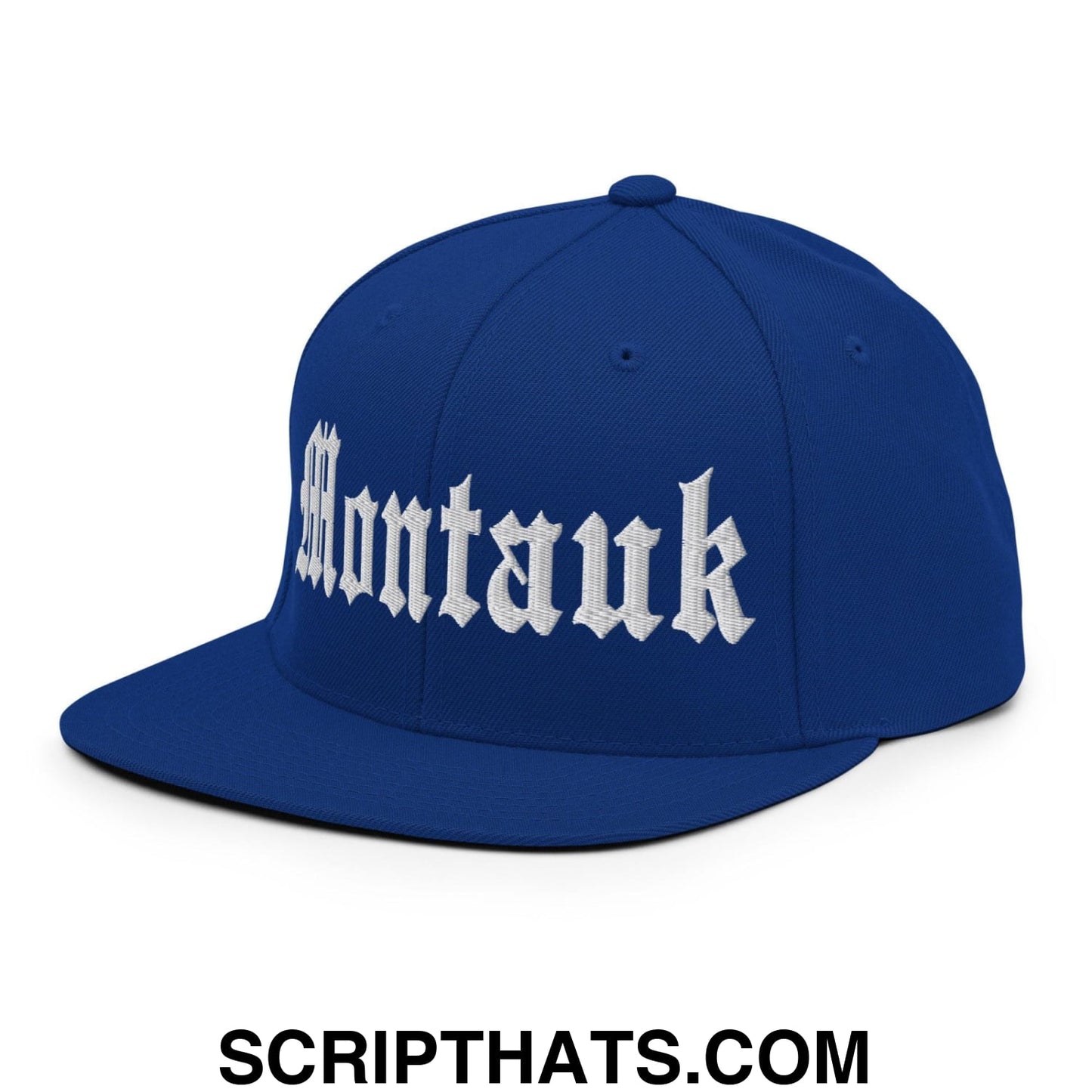 Montauk OG Old English Snapback Hat Royal Blue