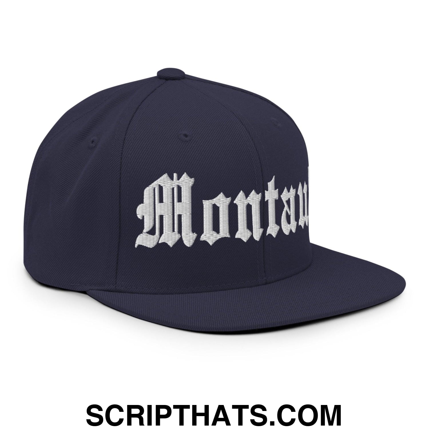 Montauk OG Old English Snapback Hat Navy