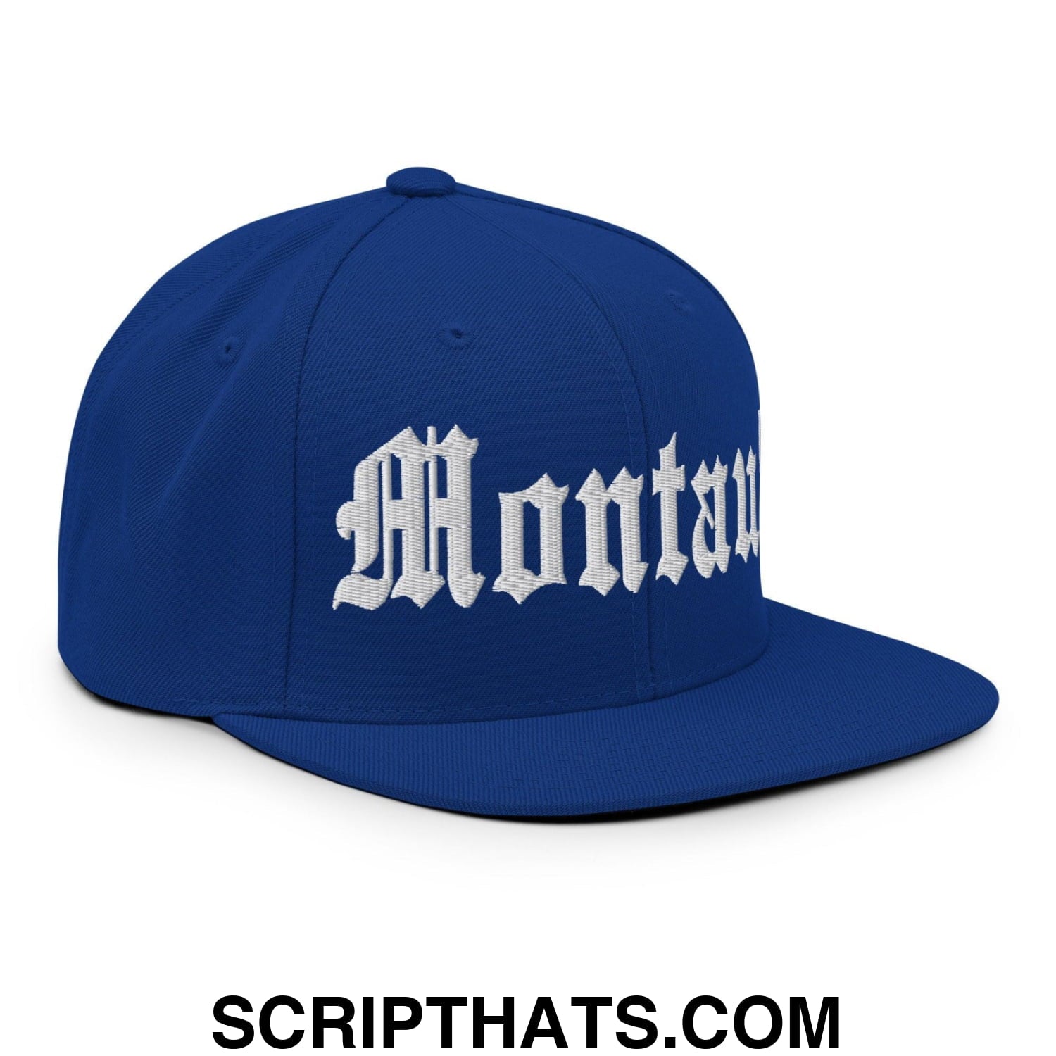 Montauk OG Old English Snapback Hat Royal Blue