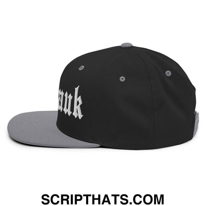 Montauk OG Old English Snapback Hat Black Silver