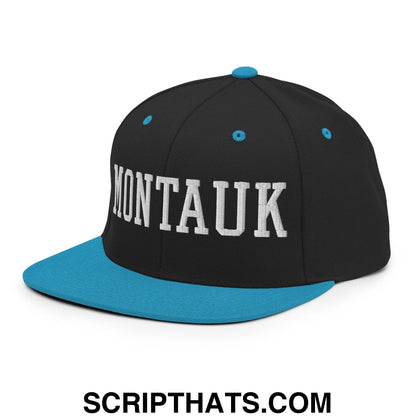 Montauk Varsity Letterman Block Snapback Hat Black Teal