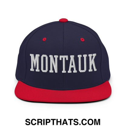 Montauk Varsity Letterman Block Snapback Hat Navy Red