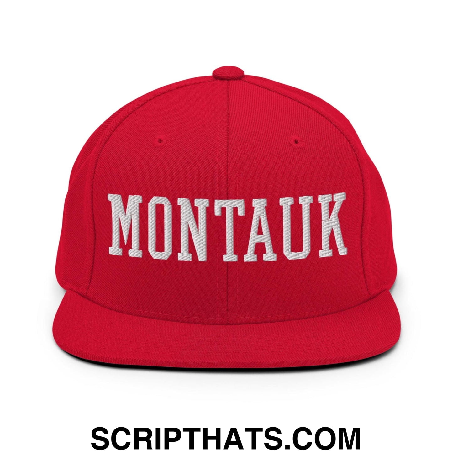 Montauk Varsity Letterman Block Snapback Hat Red