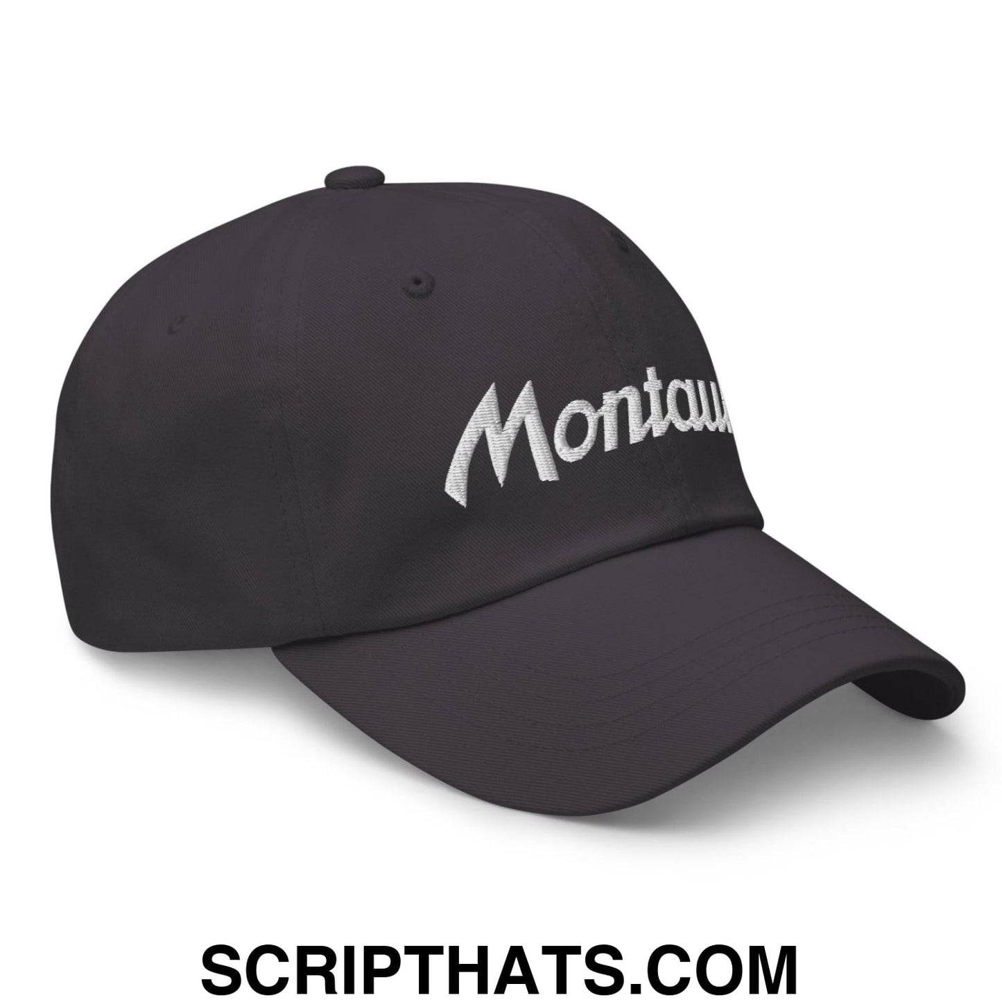 Montauk Vintage Sports Script Dad Hat Dark Grey