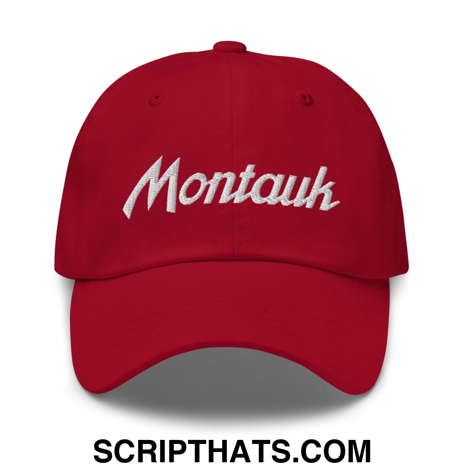 Montauk Vintage Sports Script Dad Hat Cranberry