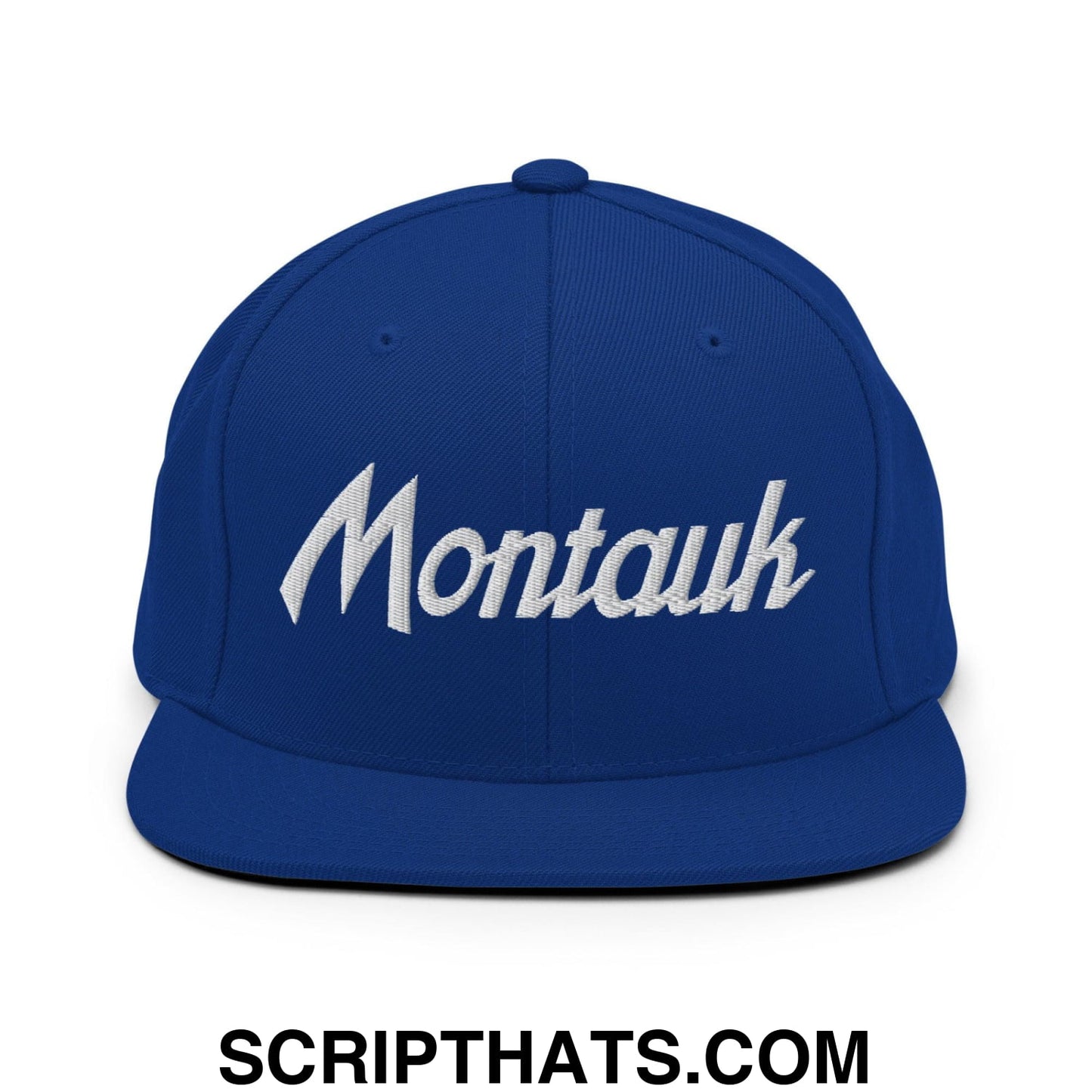 Montauk Vintage Sports Script Snapback Hat Royal Blue