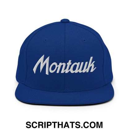 Montauk Vintage Sports Script Snapback Hat Royal Blue