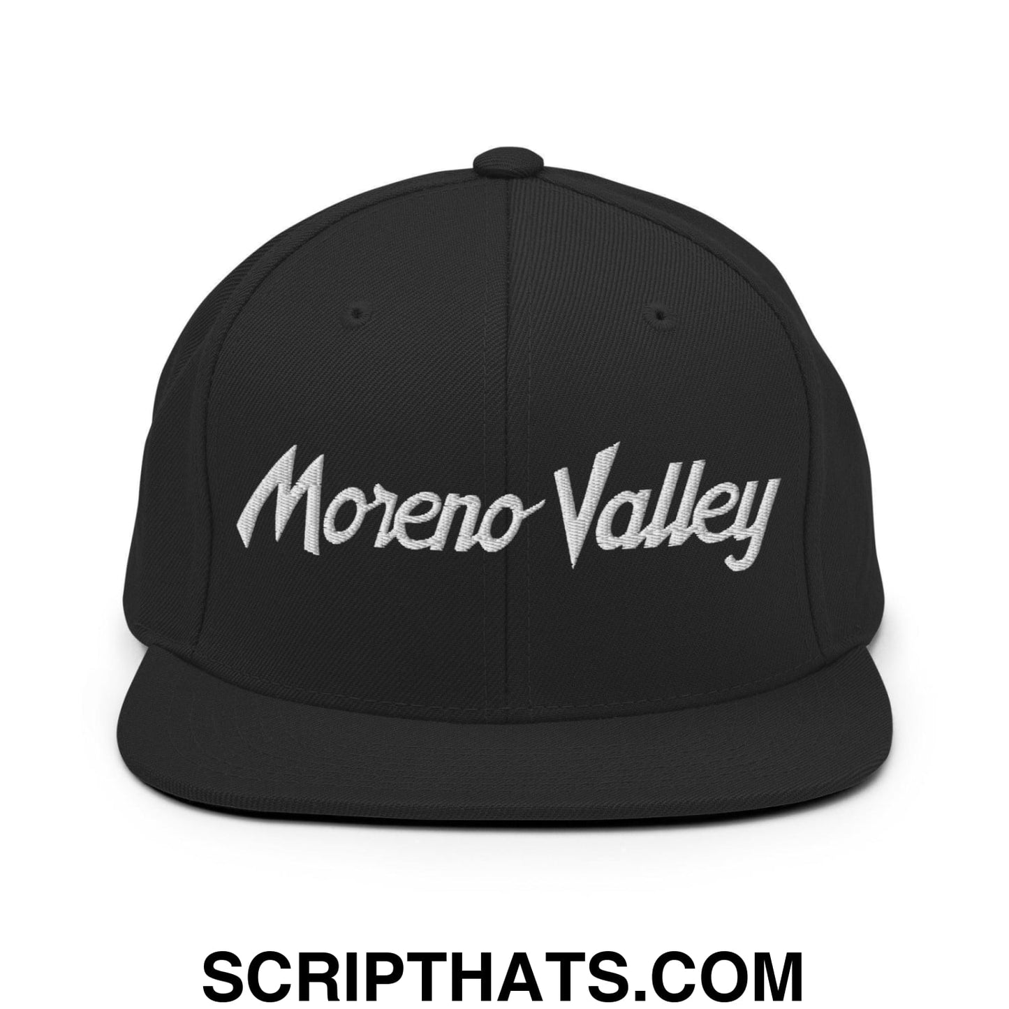 Moreno Valley Script Snapback Hat Black