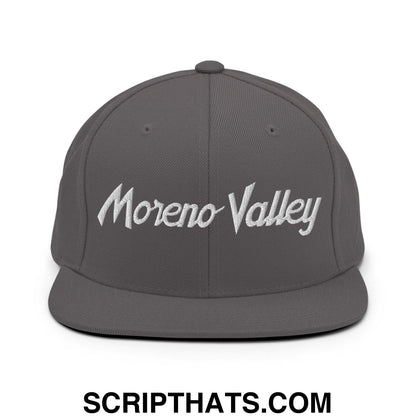 Moreno Valley Script Snapback Hat Dark Grey