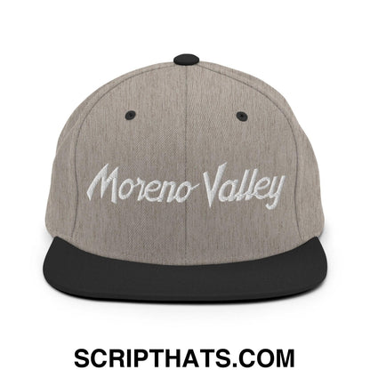 Moreno Valley Script Snapback Hat Heather Black