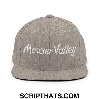 Moreno Valley Script Snapback Hat Heather Grey