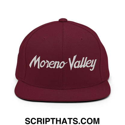 Moreno Valley Script Snapback Hat Maroon