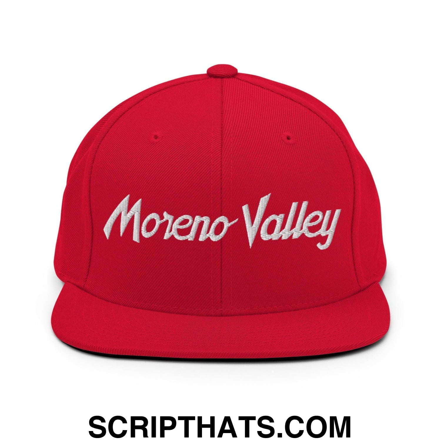 Moreno Valley Script Snapback Hat Red