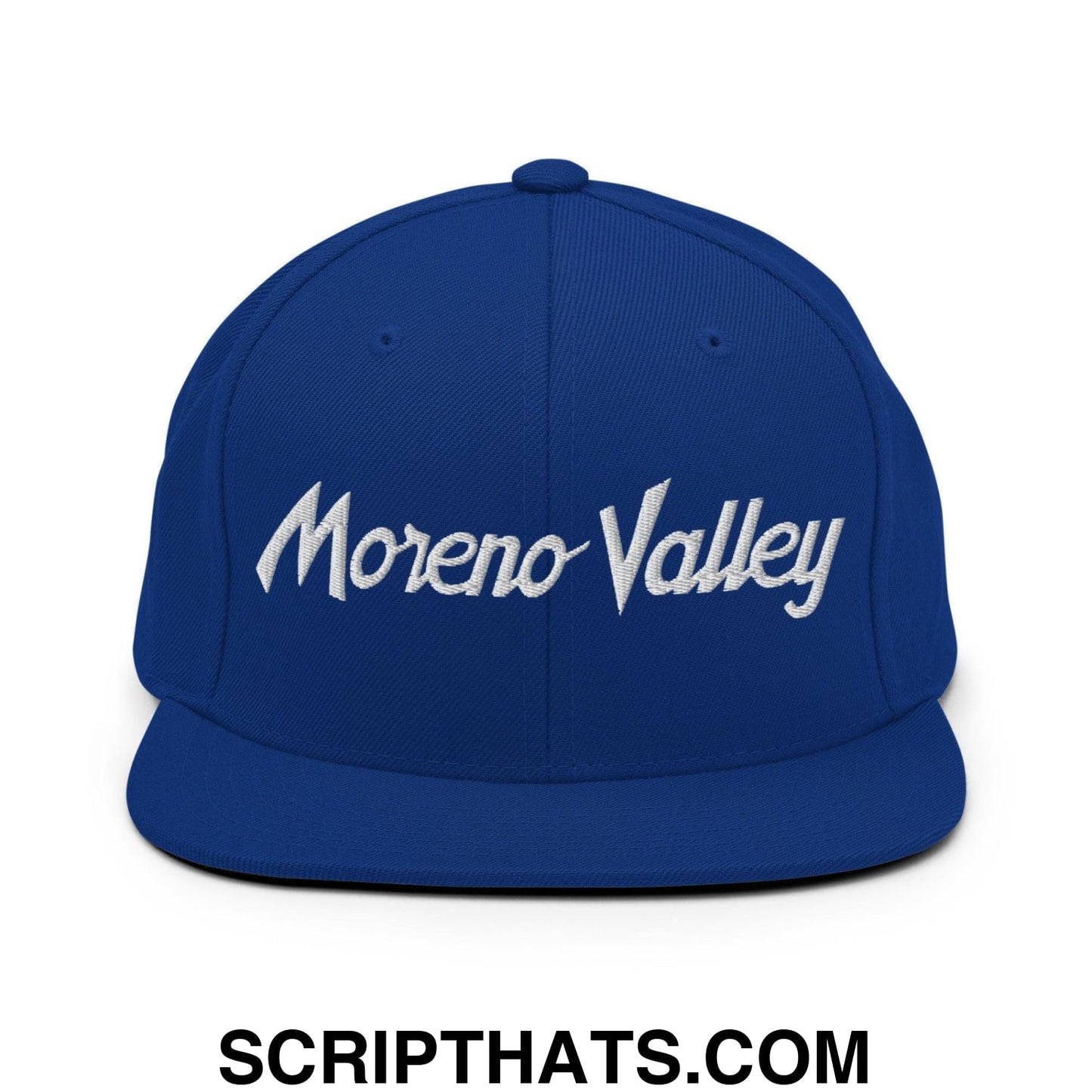 Moreno Valley Script Snapback Hat Royal Blue