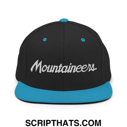 Mountaineers School Mascot Script Snapback Hat Black Teal