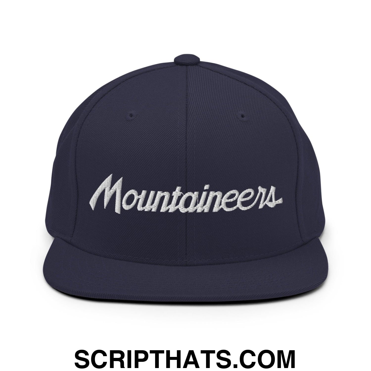 Mountaineers School Mascot Script Snapback Hat Navy