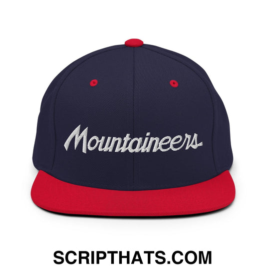 Mountaineers School Mascot Script Snapback Hat Navy Red
