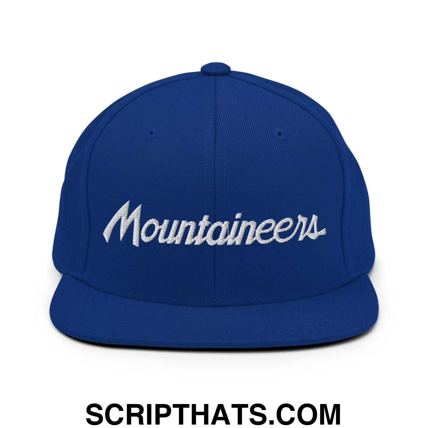Mountaineers School Mascot Script Snapback Hat Royal Blue