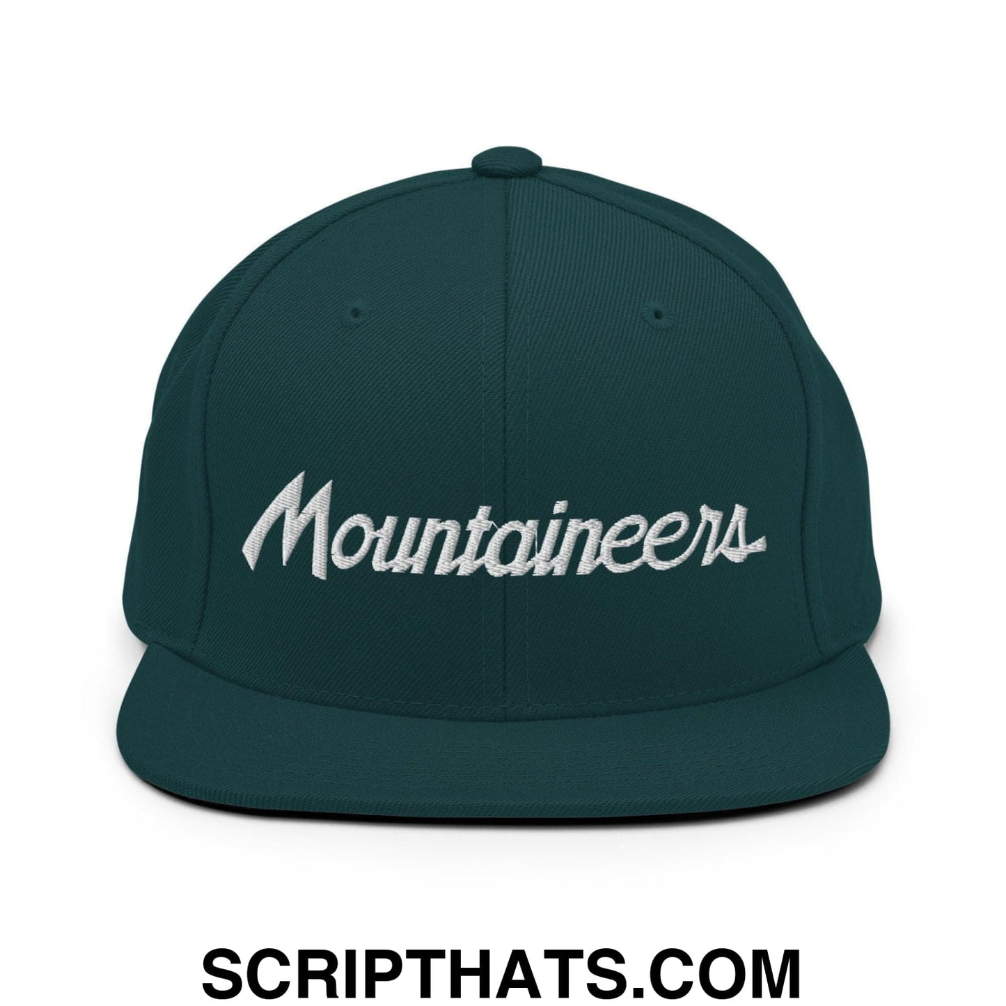 Mountaineers School Mascot Script Snapback Hat Spruce