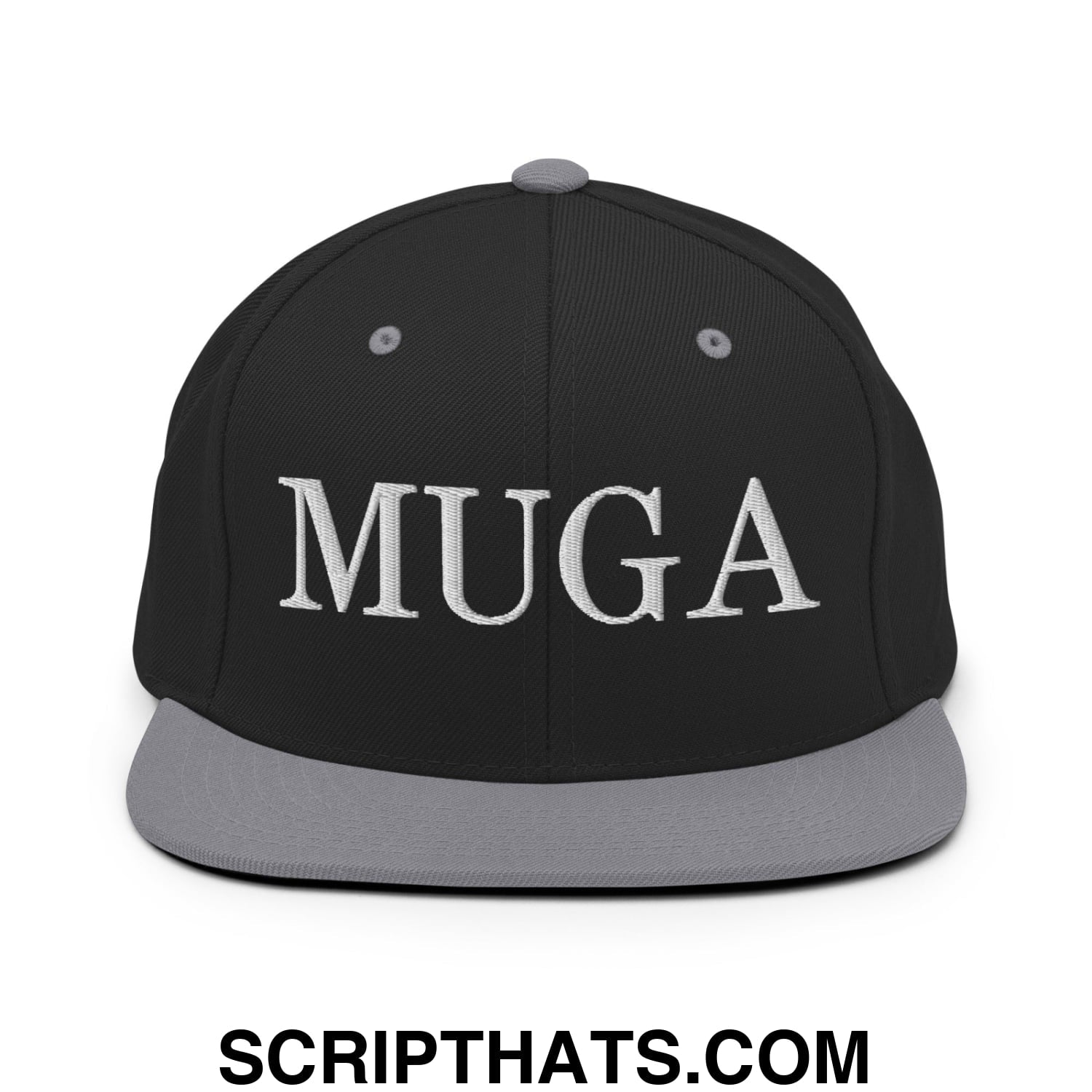 MUGA Make Ukraine Great Again Embroidered Flat Bill Brim Snapback Hat Black Silver
