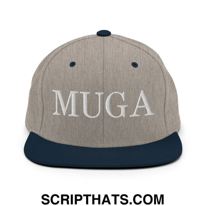MUGA Make Ukraine Great Again Embroidered Flat Bill Brim Snapback Hat Heather Grey Navy
