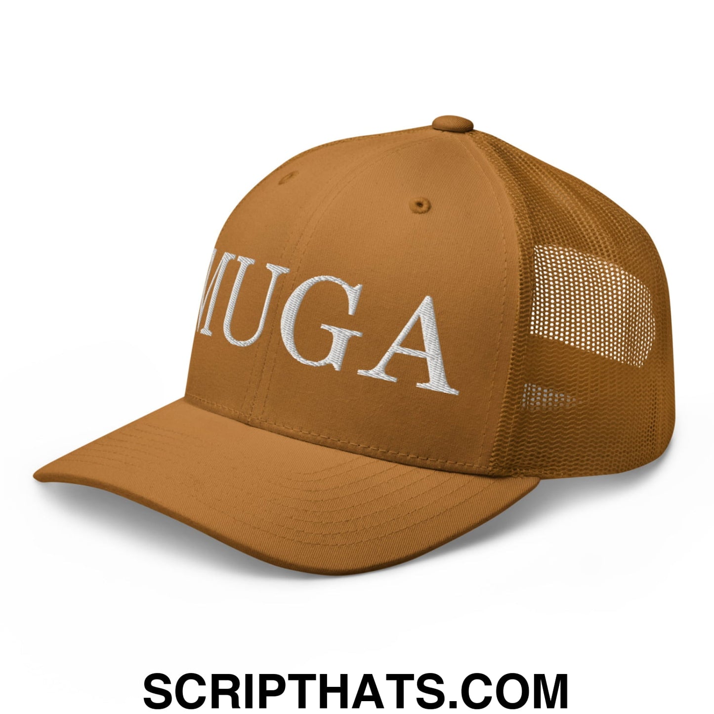 MUGA Make Ukraine Great Again Embroidered Mesh Trucker Hat Caramel