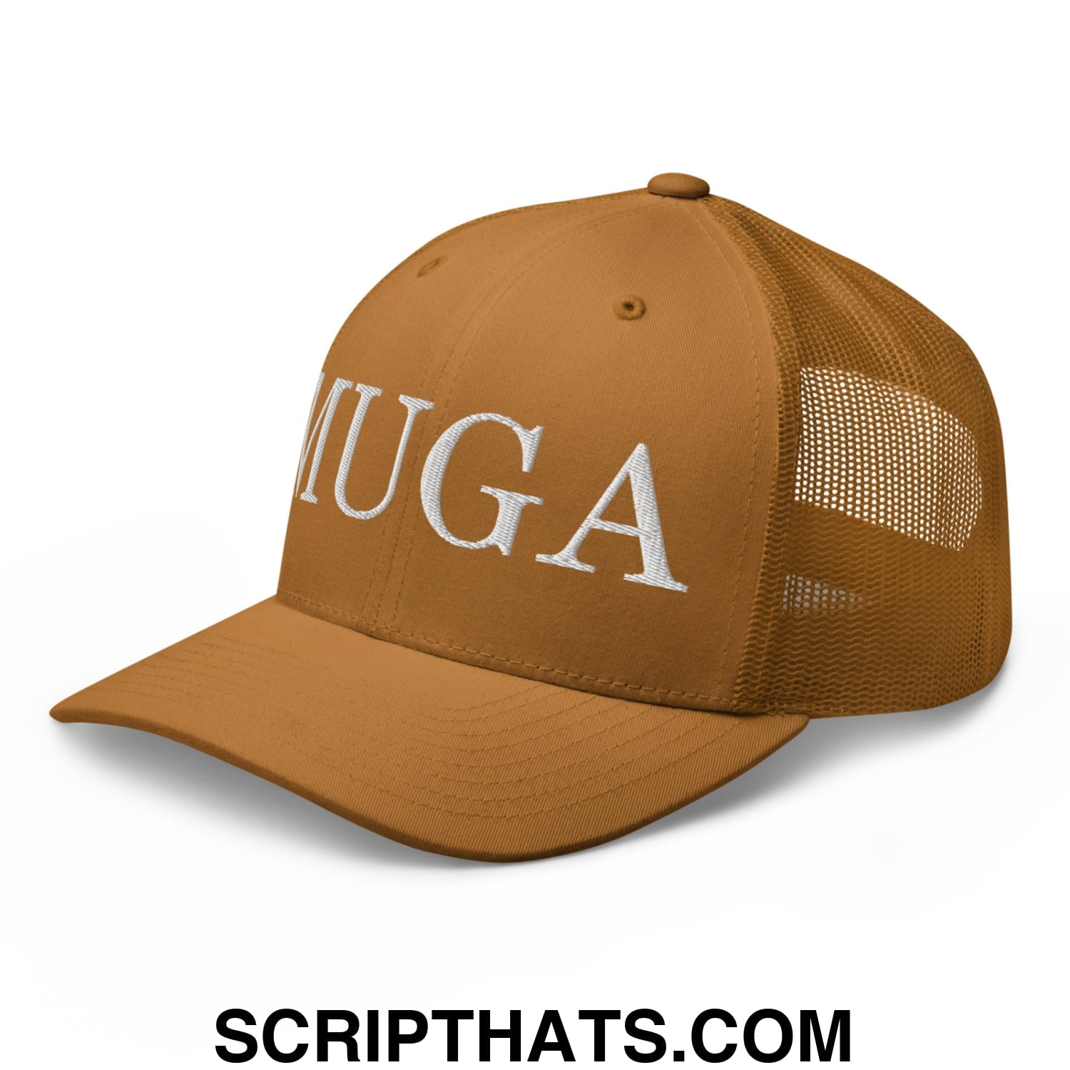 MUGA Make Ukraine Great Again Embroidered Mesh Trucker Hat Caramel