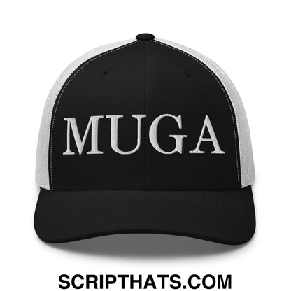 MUGA Make Ukraine Great Again Embroidered Mesh Trucker Hat Black White