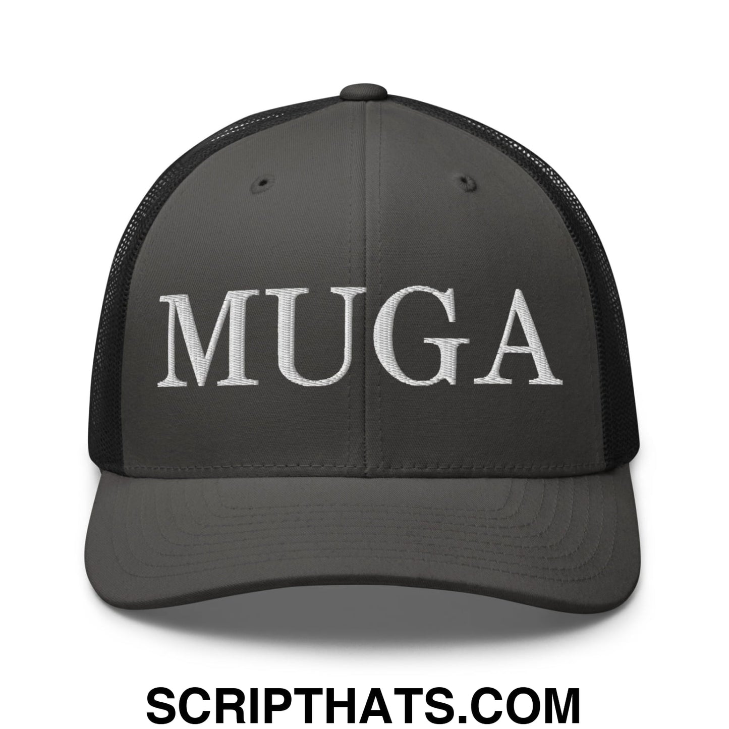 MUGA Make Ukraine Great Again Embroidered Mesh Trucker Hat Charcoal Black