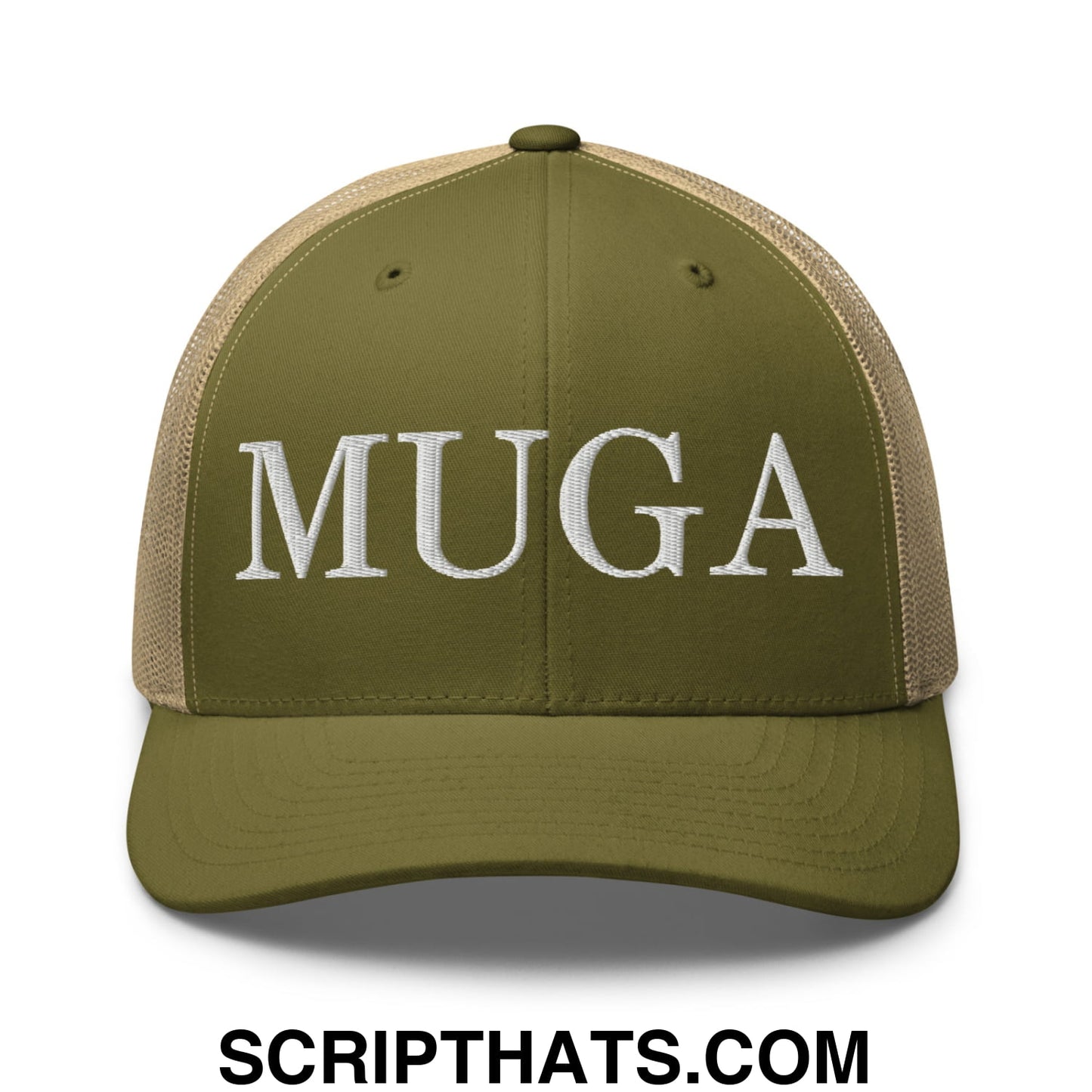 MUGA Make Ukraine Great Again Embroidered Mesh Trucker Hat Moss Khaki