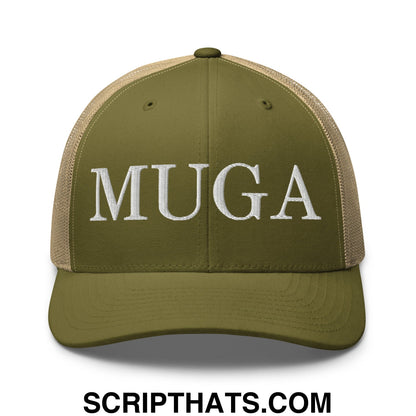 MUGA Make Ukraine Great Again Embroidered Mesh Trucker Hat Moss Khaki