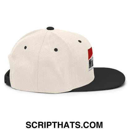 Mulligan Cigarette Red Embroidered Flat Bill Brim Snapback Hat Natural Black