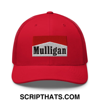 Mulligan Cigarette Red Embroidered Mesh Trucker Hat Red
