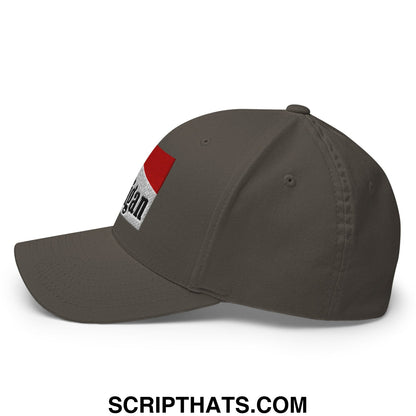 Mulligan Cigarette Red Embroidered Stretch Fit Golf Hat Dark Grey