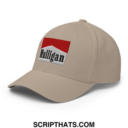 Mulligan Cigarette Red Embroidered Stretch Fit Golf Hat Khaki